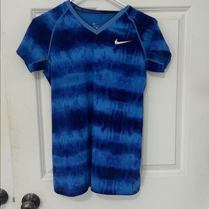 Nike dri short sleeve blue shirt size small blue athletic V-neck top